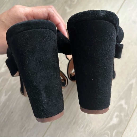 Madewell Heels Shoes The Liv Sandal Asymmetrical Open Toe in Suede Black 10 - Picture 6 of 10